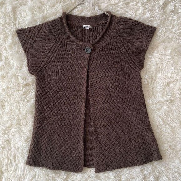Ensue Short Sleeve Knit Cardigan M Brown Layered Outerwear - Picture 1 of 6